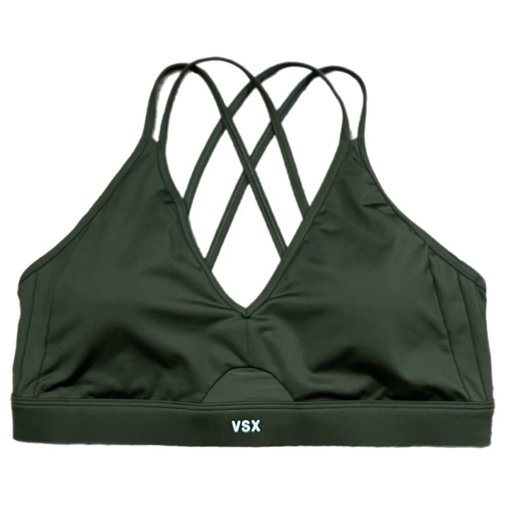 Victorias Secret Vsx Strappy back padded with removable padding sport bra Olive